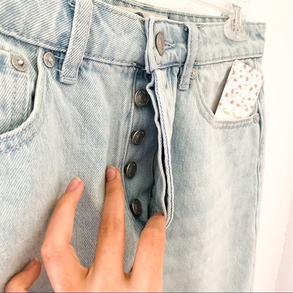 Free People Skirt Going Rogue Denim Distressed Asymmetrical Tidal Wave 25 26 NWT - Picture 5 of 13